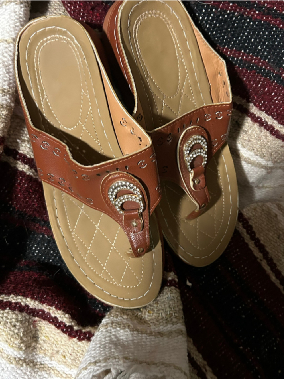 Women's Unbranded Brown and Beige Sandals Size 43